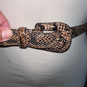 WCM NY Snakeskin Print Belt Genuine Leather‎ Made in USA Women's Size Small